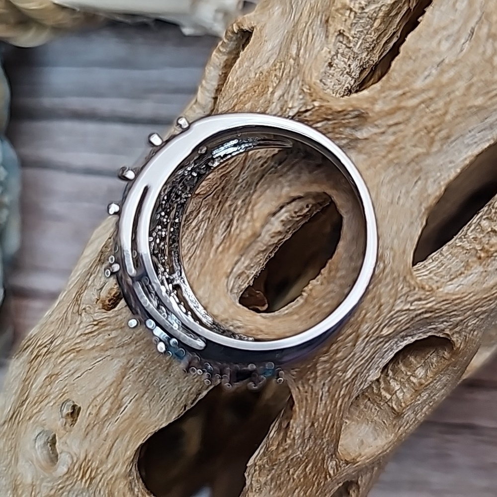 NIB PLATINUM PLATED CREATED SAPPHIRE AQUAMARINE ZIRCON FASHION RING - Picture 5 of 16